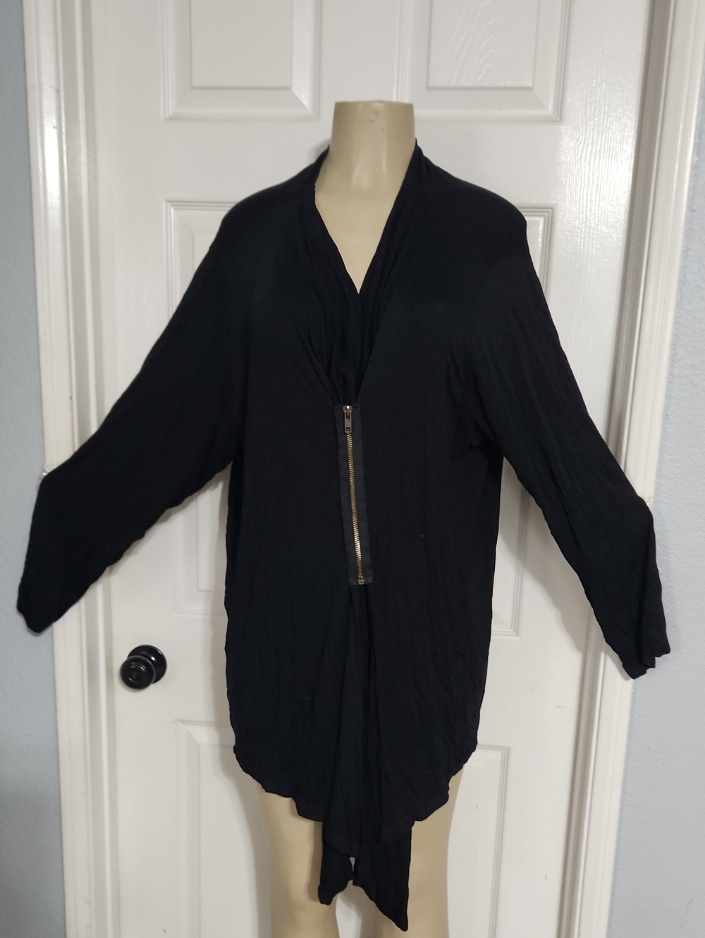 Design History Black Front-Zip Draped Tunic